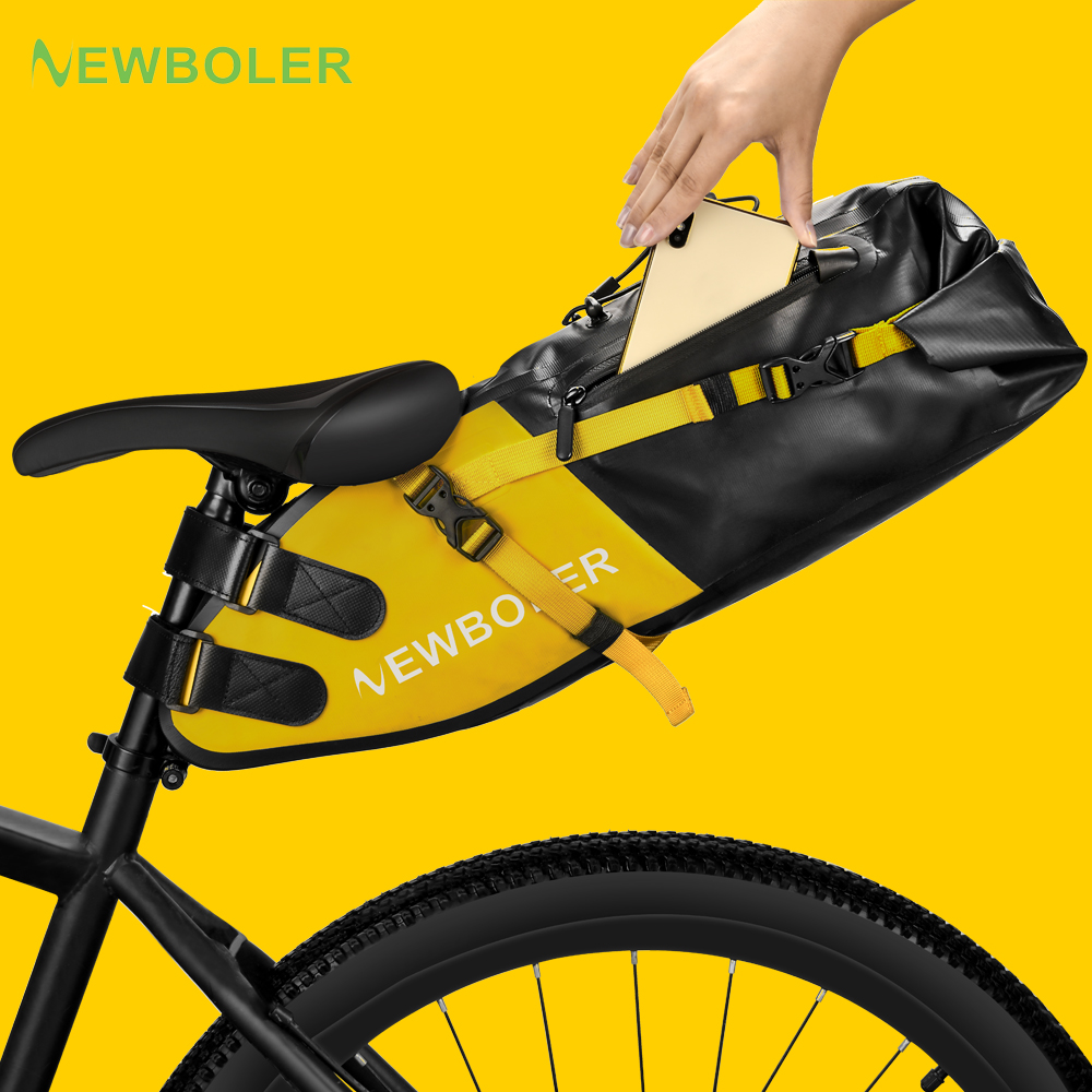 Mountain Biking Waist Pack - NEWBOLER バイクバッグ防水 13L 大容量自転車サドルバッグサイクリング折りたたみテールリアバッグ MTB ロードトランク