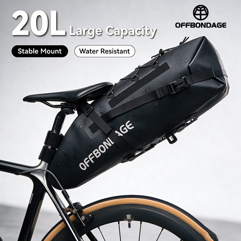Mountain Biking Waist Pack - OFFBONDAGE 防水自転車リアバッグ 20L 大容量自転車サドルバッグサイクリングテールバッグ MTB 折りたたみパッケージロードバイク荷物
