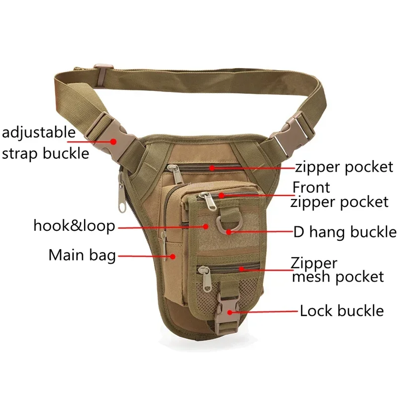 戦術的なバッグ戦闘射撃ウエストレッグバッグ調節可能なハイキン - Mountain Biking Waist Pack のレビューと価格